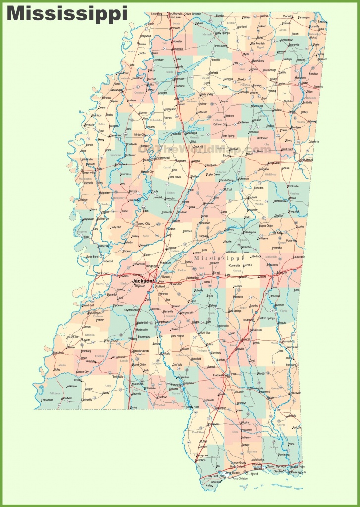 Printable Map Of Mississippi