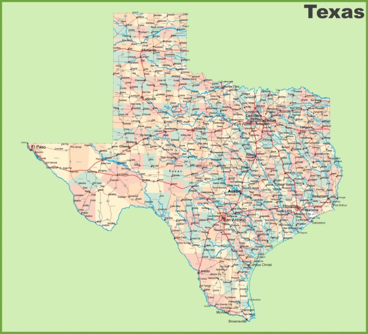 State Map Of Texas Showing Cities