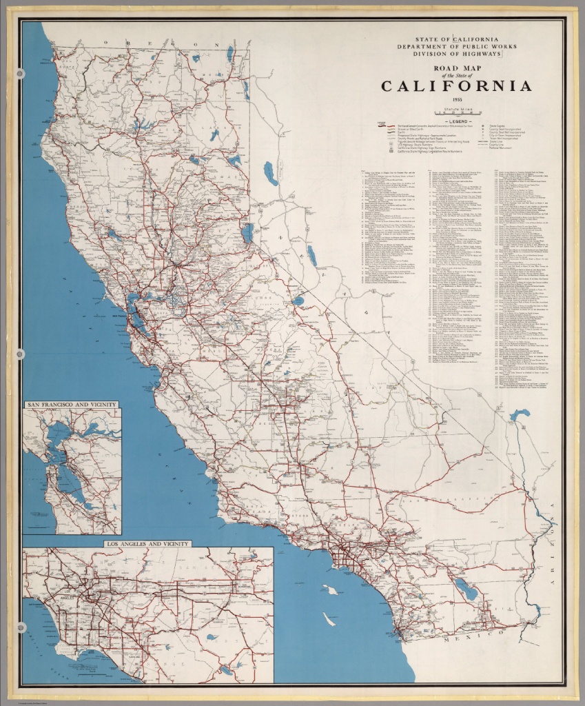 Road Map Of The State Of California, 1955. - David Rumsey Historical - Historical Map Of California