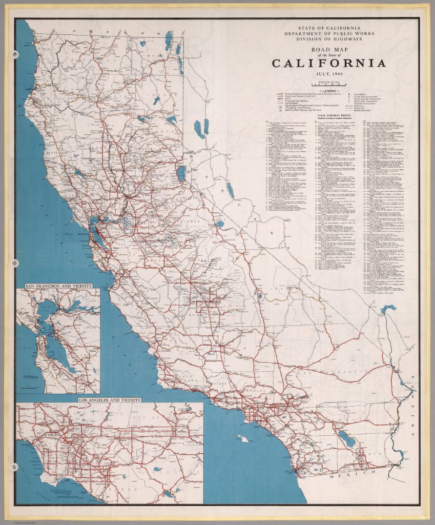 Road Map Of The State Of California, July, 1940. - David Rumsey - Buy ...