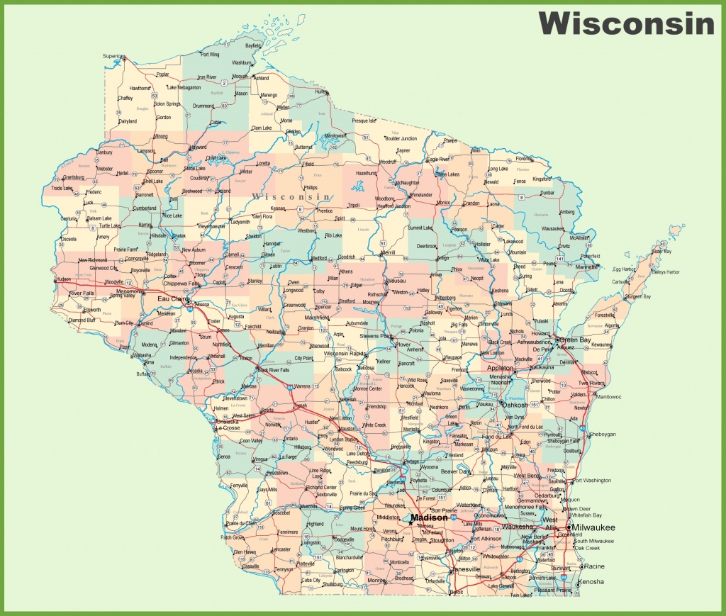 Road Map Of Wisconsin With Cities - Map Of Wisconsin Counties Printable