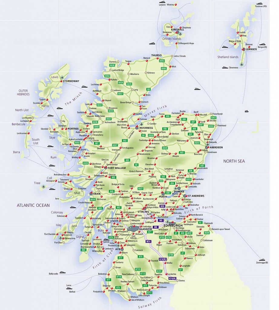 Roadmap Of Scotland – Scotland Info Guide - Printable Map Of Scotland With Cities