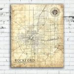 Rockford Il Canvas Print Illinois Il Vintage Map Wall Art Town City   Printable Map Of Rockford Il