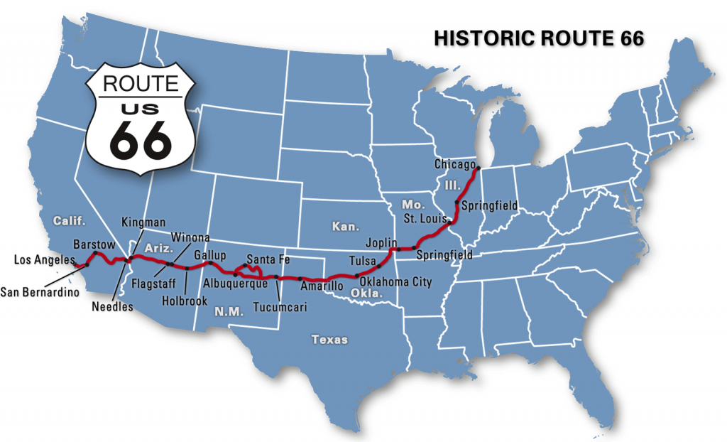 Route 66, Road Trip À Moto - Itinéraire D&amp;#039;un Voyage Sur La Route 66 - Historic Route 66 California Map