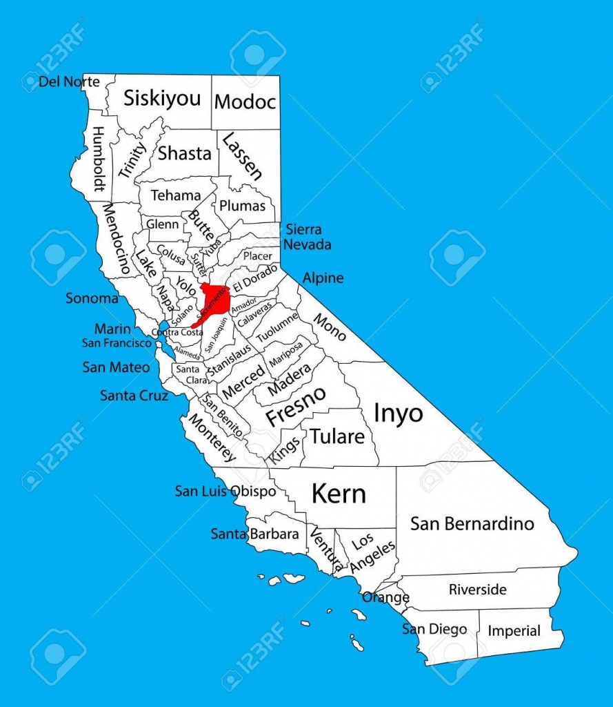 Sacramento County (California, United States Of America) Vector.. - Map Of Sacramento County California