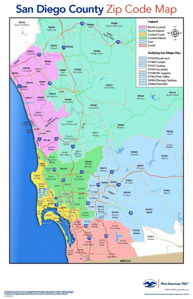 San Diego County Zip Code Map - San Diego County Map With Zip Codes - San Diego County Zip Code Map Printable