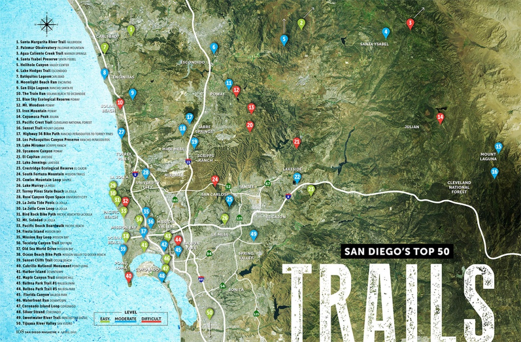 San Diego&amp;#039;s Top 50 Trails - San Diego Magazine - April 2015 - San - California Hiking Map