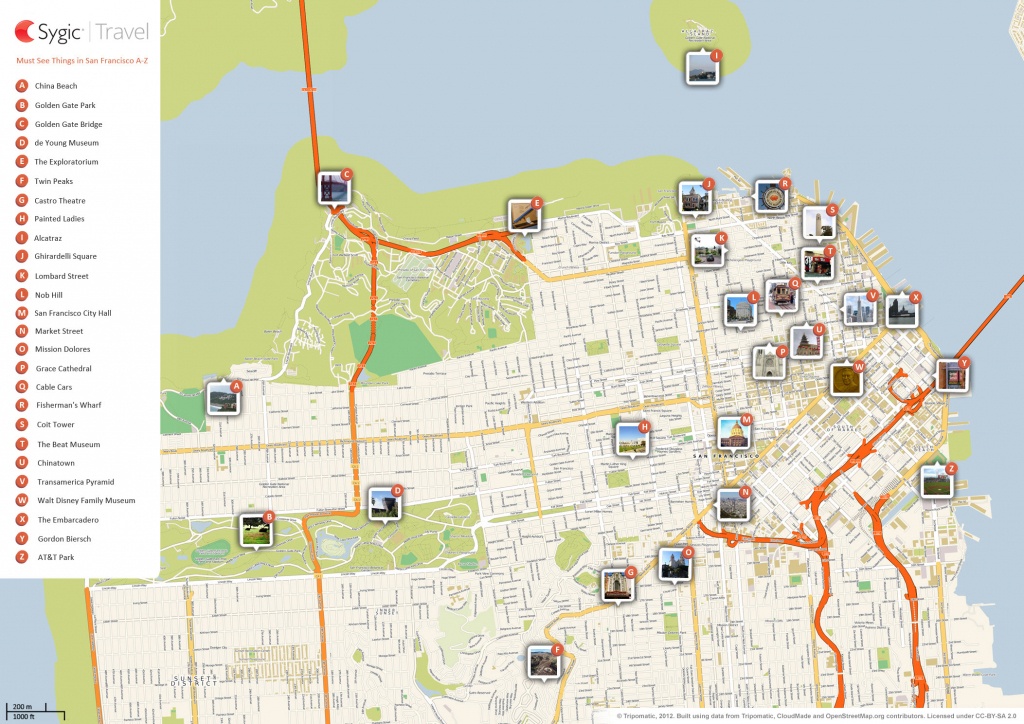 San Francisco Printable Tourist Map | Sygic Travel - Printable Map Of San Francisco Tourist Attractions