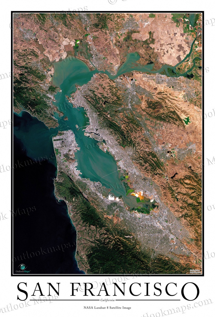 San Francisco Satellite Map Print | Aerial Image Poster - Satellite Map Of California