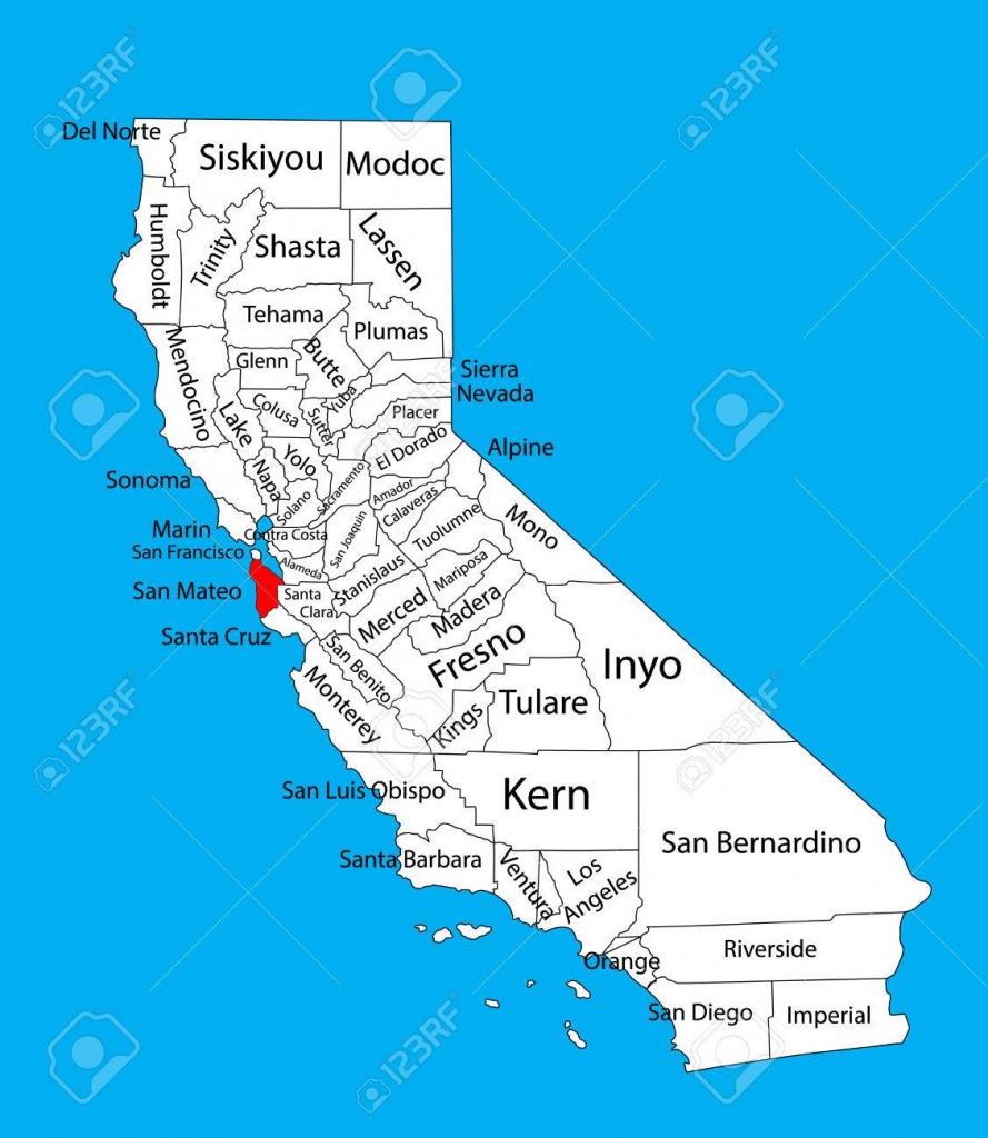 San Mateo County (California, United States Of America) Vector - San Mateo California Map
