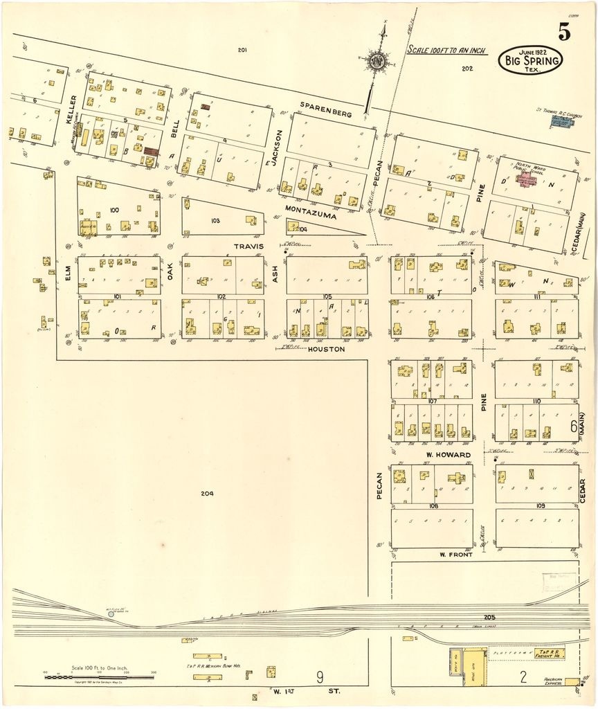 Sanborn Fire Insurance Map From Big Spring, Howard County, Texas - Howard County Texas Section Map