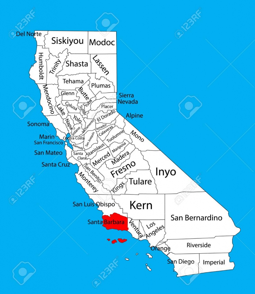 Santa Barbara County (California, United States Of America) Vector - Santa Barbara California Map