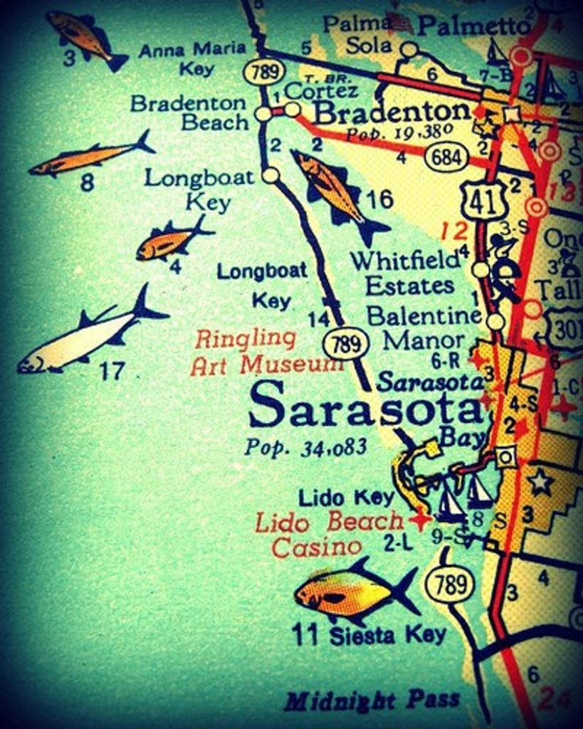 Sarasota Siesta Key Florida 11X14 Vintage Map Photograph Beach | Etsy - Sarasota Beach Florida Map