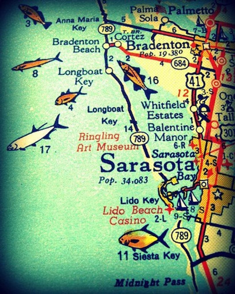 Sarasota Siesta Key Florida 11x14 Vintage Map Photograph Beach Etsy Siesta Key Florida Map 819x1024 