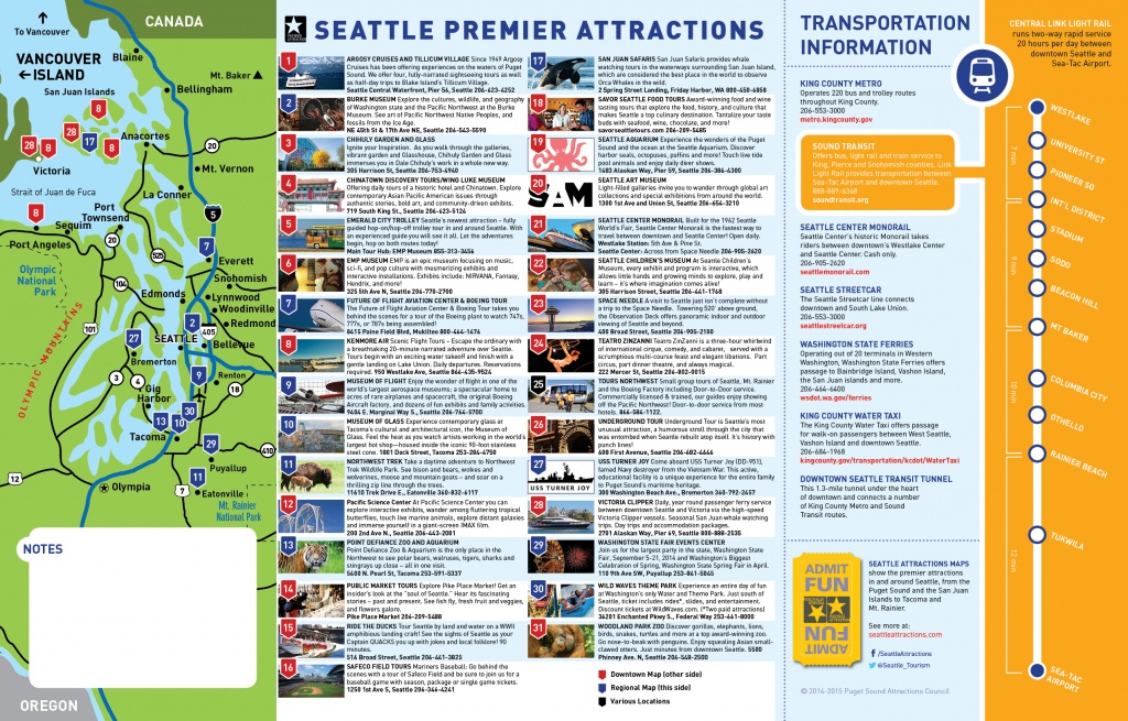 Seattle Tourist Map And Travel Information | Download Free Seattle - Seattle Tourist Map Printable