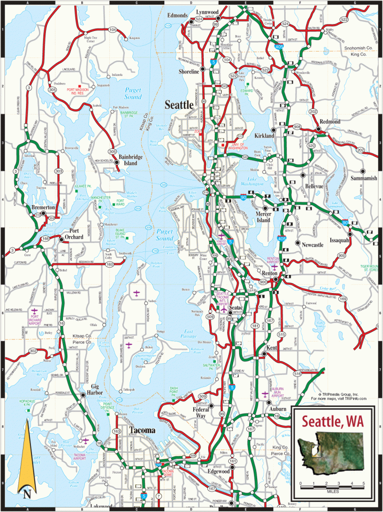 Seattle Wa Map - Printable Map Of Seattle Area