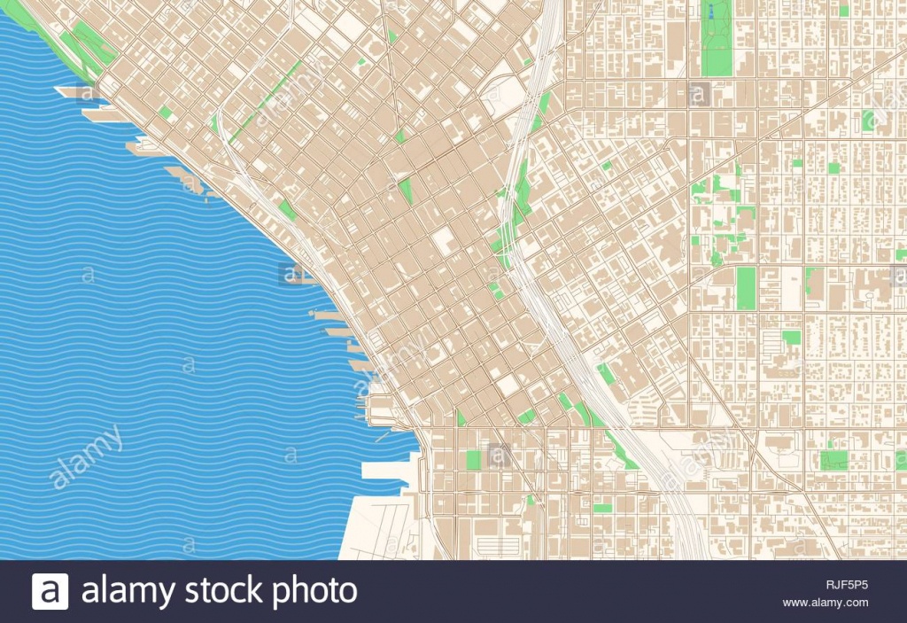 Seattle Washington Printable Map Excerpt. This Vector Streetmap Of - Printable Map Of Downtown Seattle