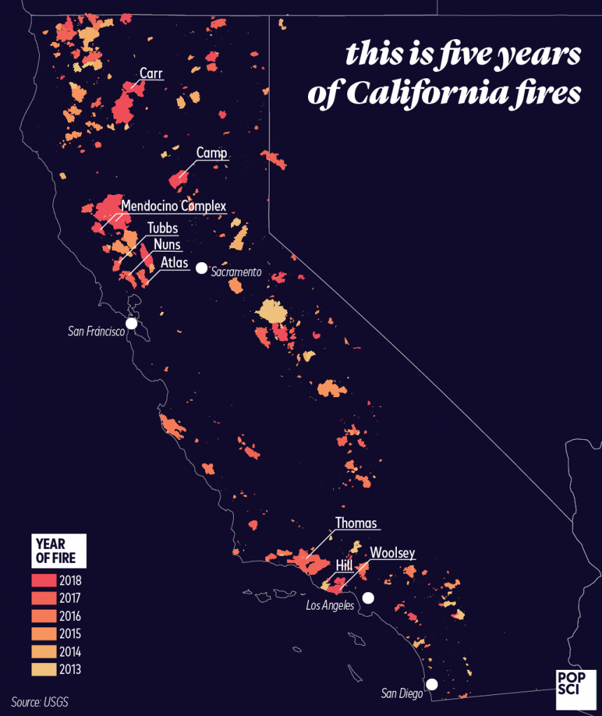 See How Much Of California Has Burned In The Last Five Years - Active Fire Map For California