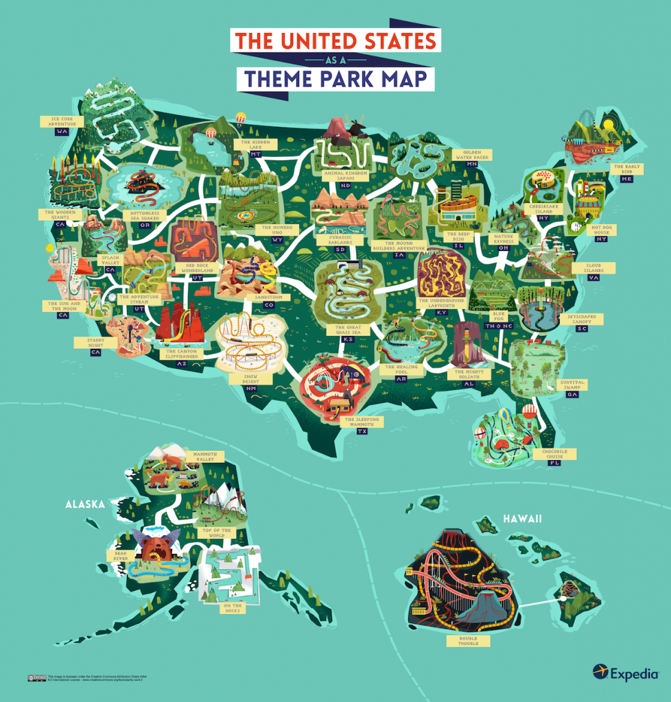 See The Usa As An Outdoor Theme Park With This Colourful Map - Amusement Parks California Map
