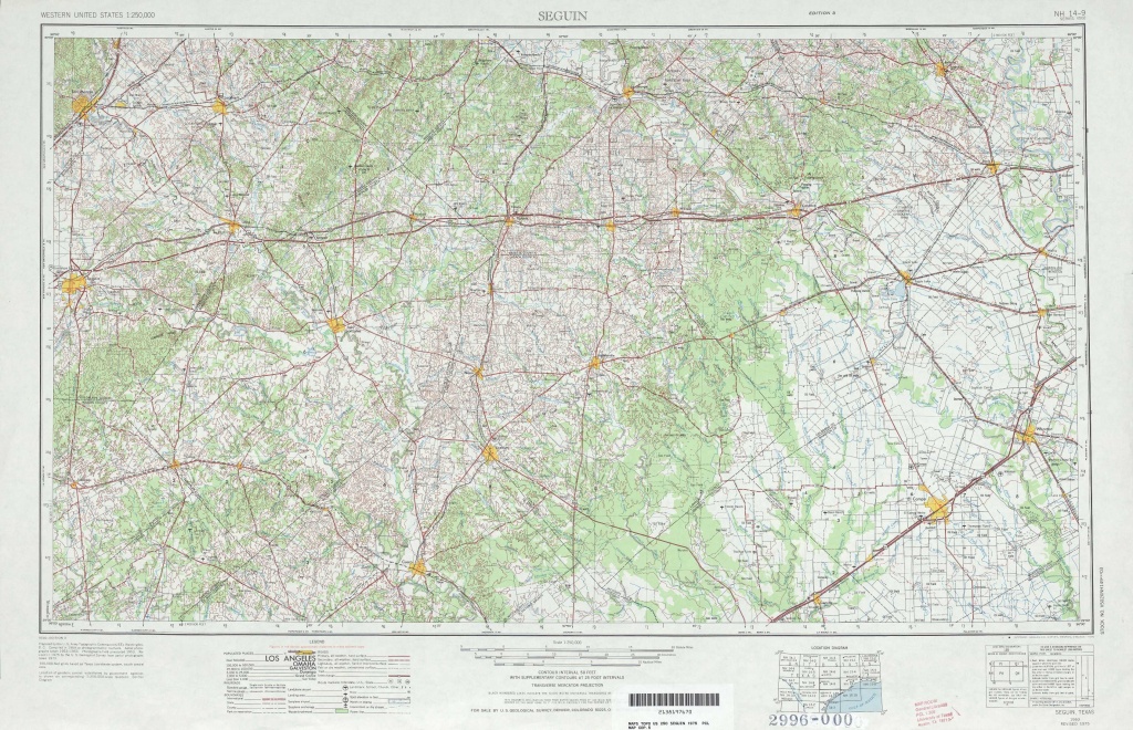 Seguin Topographic Maps, Tx - Usgs Topo Quad 29096A1 At 1:250,000 Scale - Seguin Texas Map