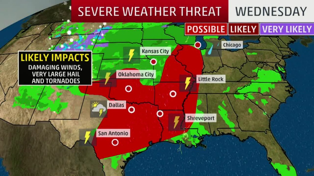 Severe Storms, Flooding In The Forecast Today For Texas, Southern - Texas Weather Map Today