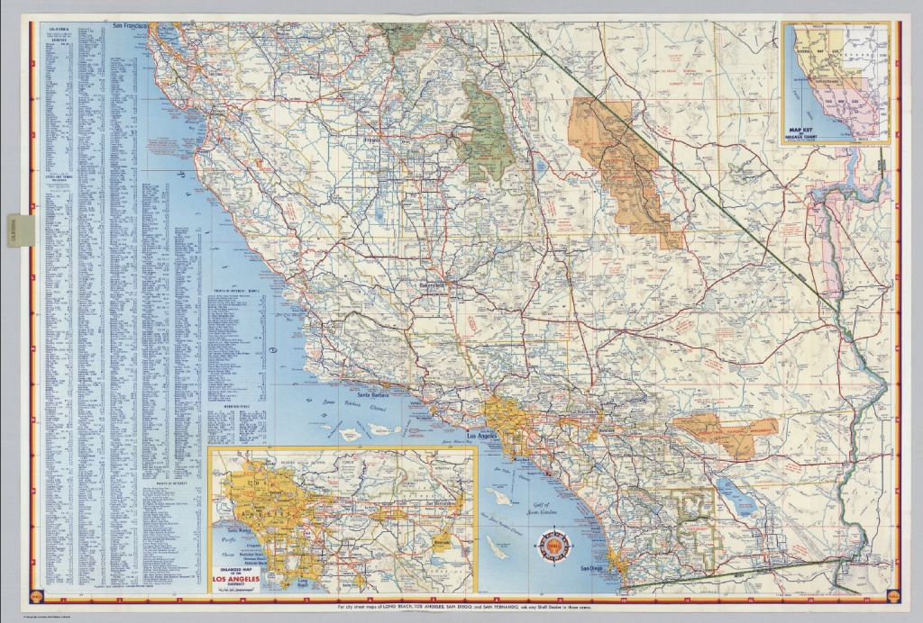 Shell Highway Map Of California (Southern Portion). - David Rumsey - Road Map Of Southern California