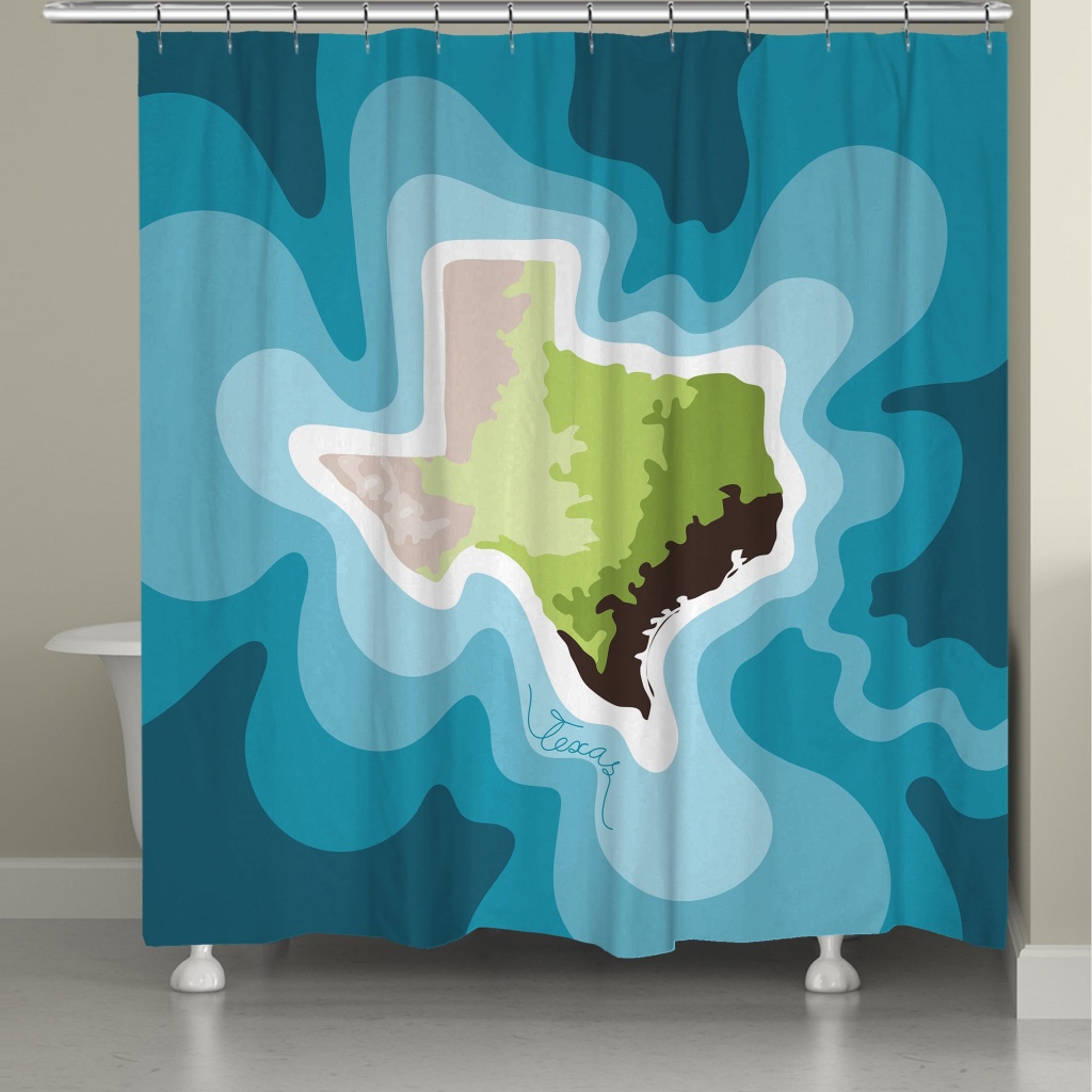 Shop Laural Home Texas Topographic Abstract Map Shower Curtain 71X74 - Texas Map Shower Curtain