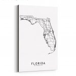 Shop Noir Gallery Florida Black & White State Map Canvas Wall Art   Florida Map Art
