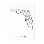 Shop Noir Gallery Florida Black & White State Map Unframed Art Print – Map Of Florida Art