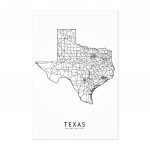 Shop Noir Gallery Texas Black & White State Map Unframed Art Print   Map Of Texas Art