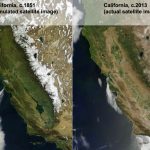 Simulated Satellite Image Of California Circa 1851 Vs Image From   California Map Satellite
