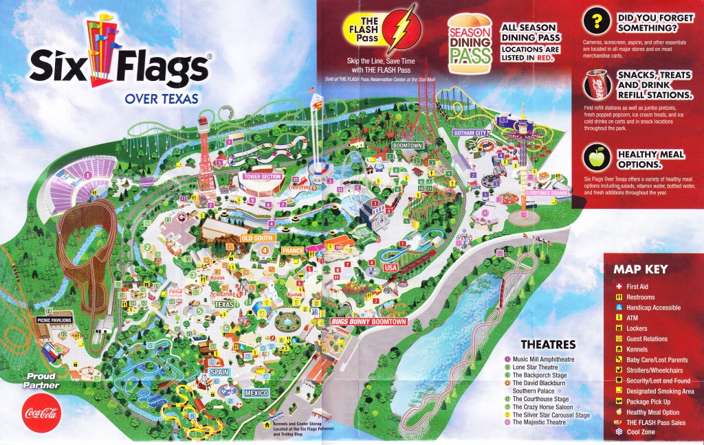 Six Flags Over Texas - 2015 Park Map - Six Flags Over Texas Map
