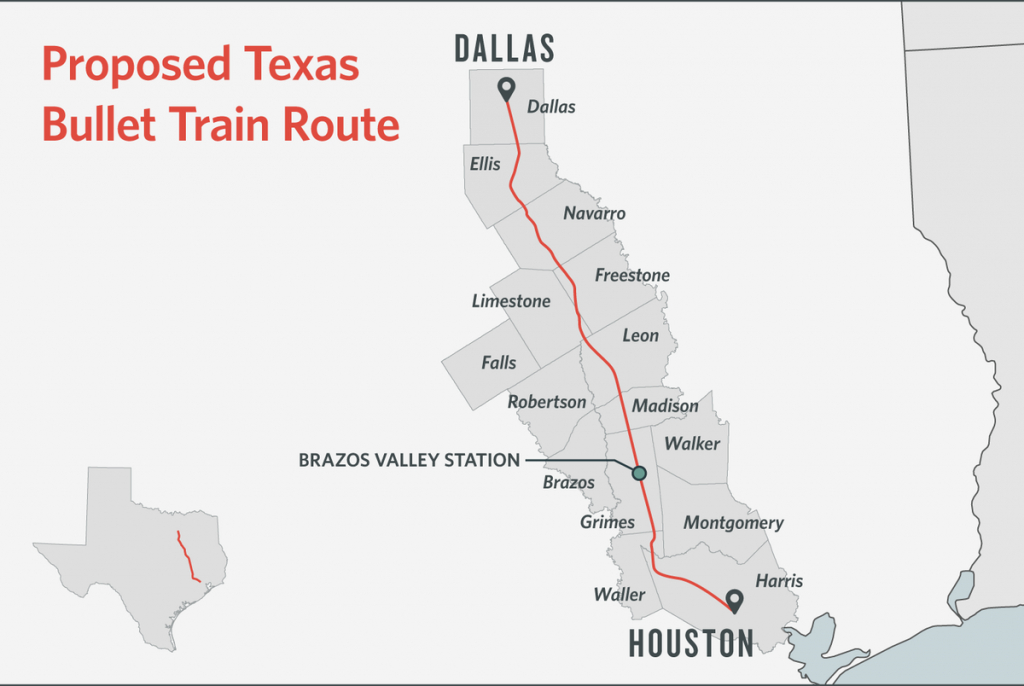 Some Texans Dodge Bullet Train, Others Are Square In Its Path | The - High Speed Rail Texas Route Map