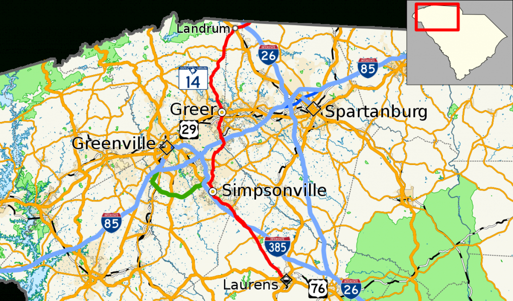 South Carolina Highway 14 - Wikipedia - Printable Street Map Of Greenville Nc