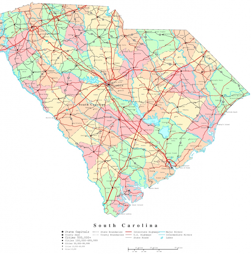 South Carolina Printable Map - Printable Map Of South Carolina
