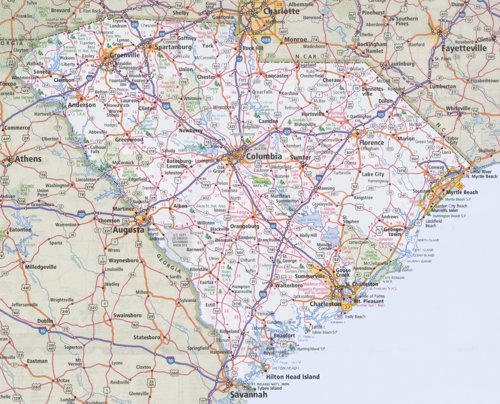South Carolina Road Map - Printable Map Of South Carolina
