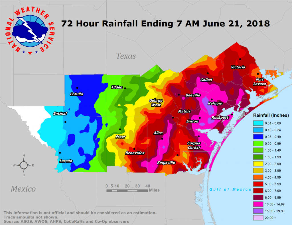 South Texas Heavy Rain And Flooding Event: June 18-21, 2018 - Texas Weather Map