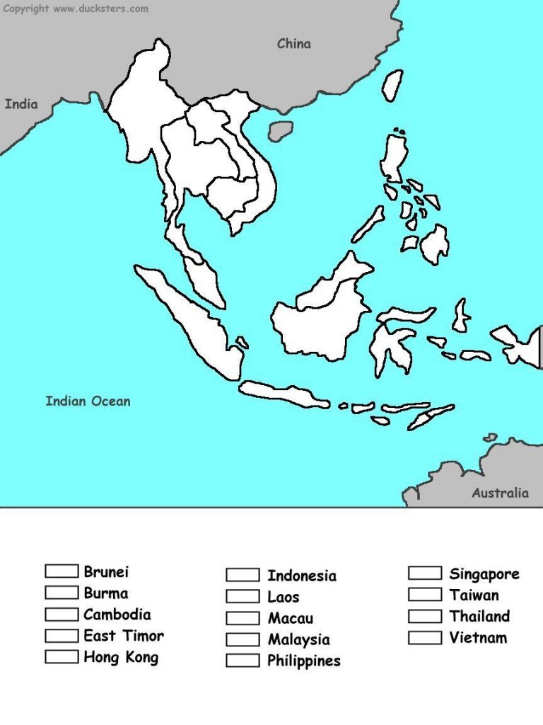 Southeast Asia Blank Printable Map