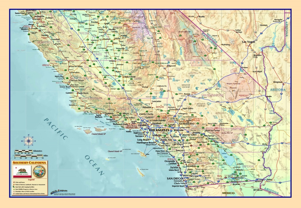 Southern California Wall Map - Relief Map Of Southern California