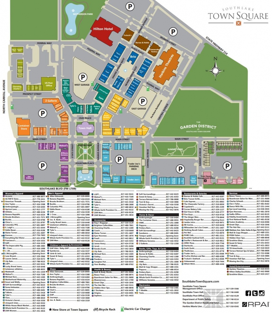 Southlake Town Square Shopping Plan | Mall Maps | Southlake Town - Southlake Texas Map