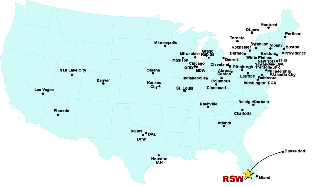 Southwest Florida International Airport Interactive Flight Map Florida Airports Map 1024x612 