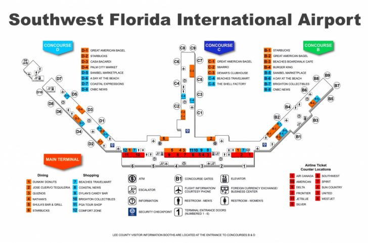 Southwest Florida International Airport Map - Florida Airports Map ...