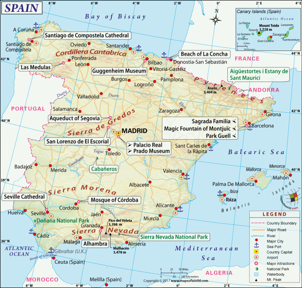 Spain Map, Printable And Detailed Map Of Spain - Printable Map Of Spain