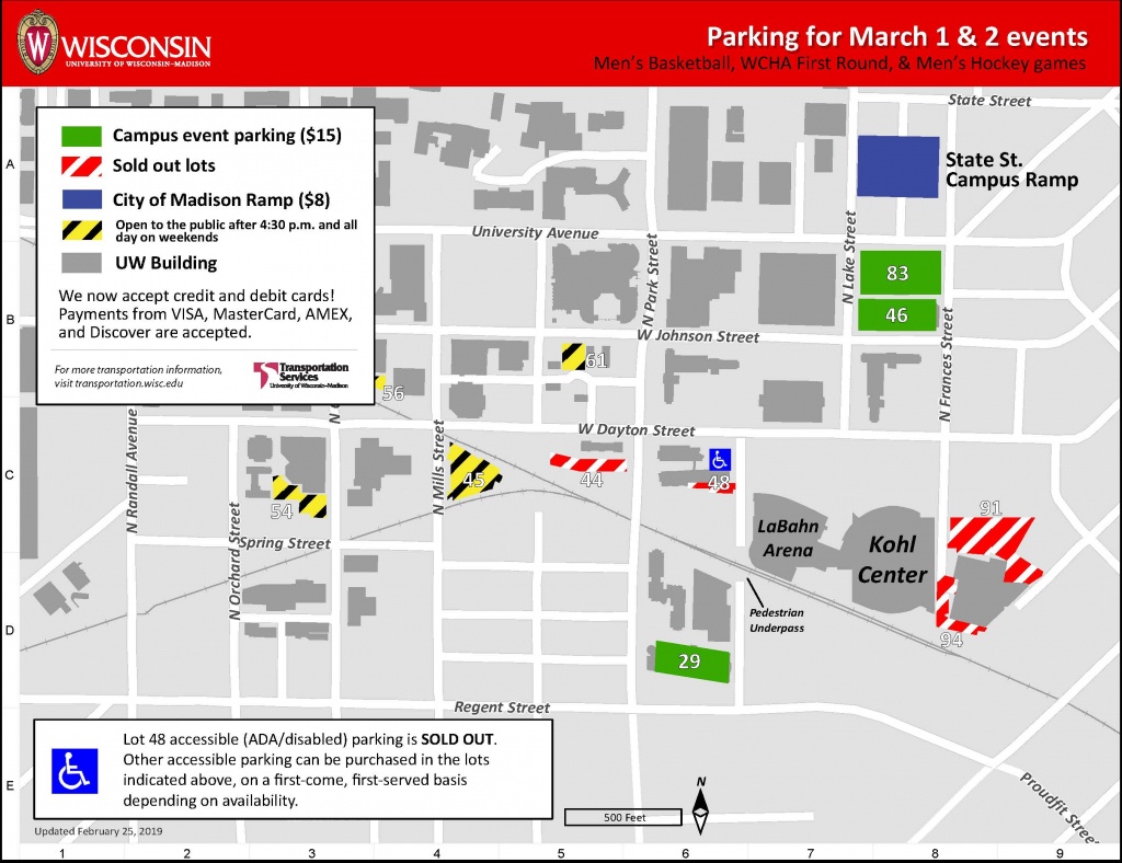 Sporting Events March 1-3, 2019 – Transportation Services – Uw–Madison - Uw Madison Campus Map Printable