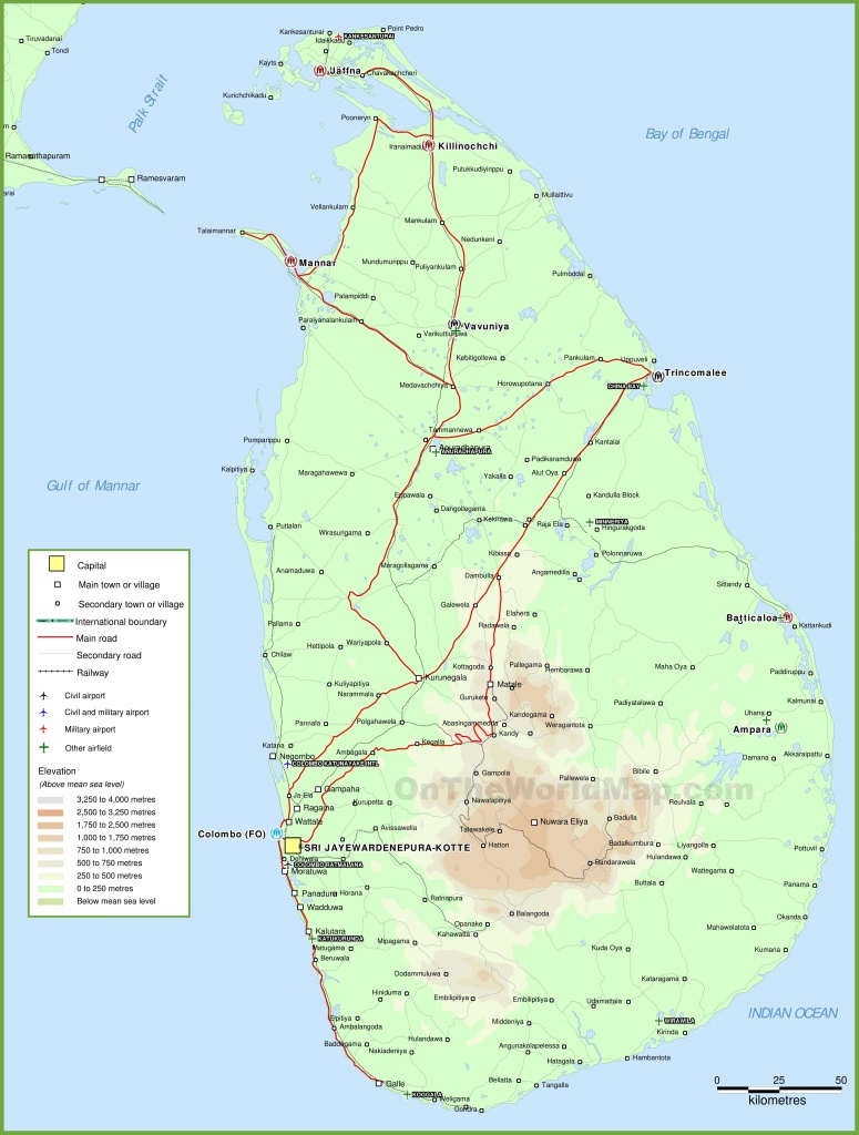 Sri Lanka Physical Map - Printable Map Of Sri Lanka