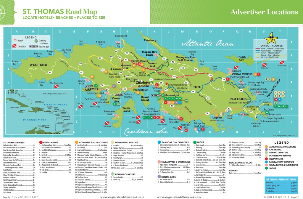 St. Thomas Island Road Map - Virgin Islands This Week - Printable Map Of St John Usvi