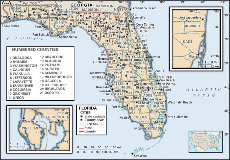 State And County Maps Of Florida - Gulf Coast Cities In Florida Map ...