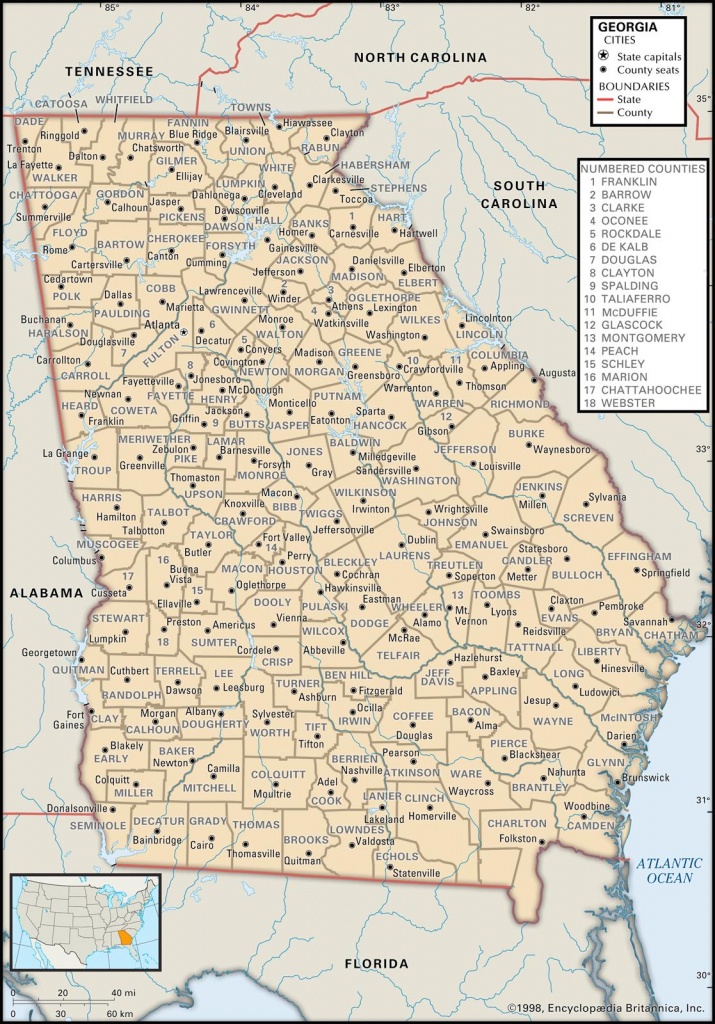 State And County Maps Of Georgia - Printable Map Of Georgia