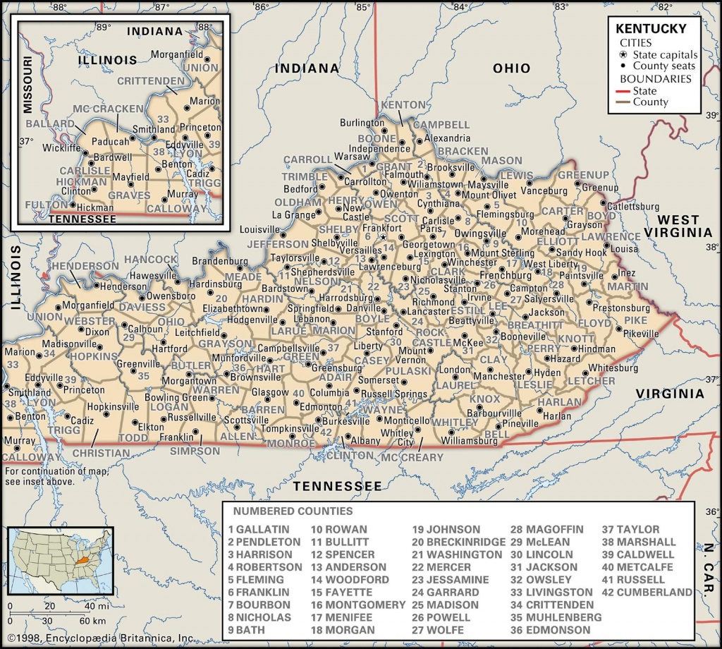 State And County Maps Of Kentucky - Printable Map Of Kentucky