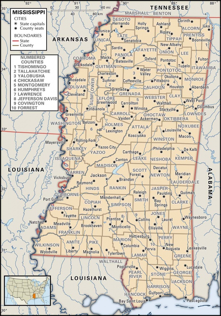 State And County Maps Of Mississippi - Printable Map Of Mississippi